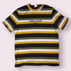 Vintage Guess Jeans USA Striped T-Shirt Men's S Multi-Color Made In USA Y2K